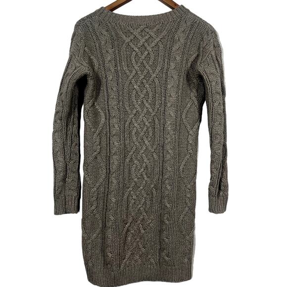 Moda International Y2K Cable Knit Wool BLend Sweater Dress Knee Length Olive- XS - Picture 5 of 6